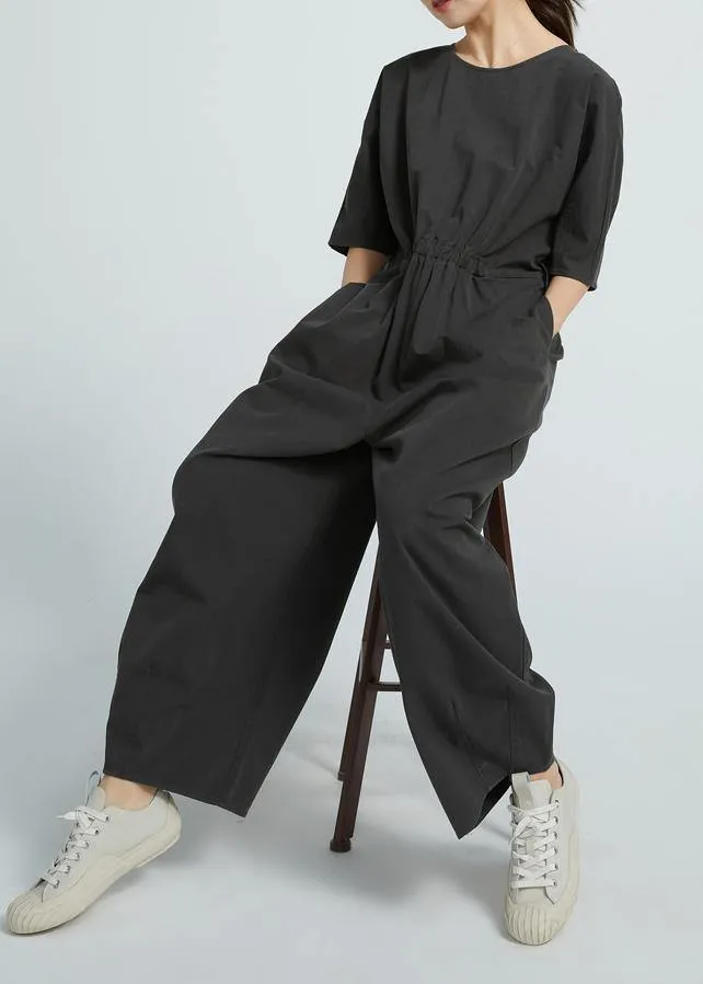 2021 Short Sleeve Women Casual All-Match A-pocket Jumpsuit Pants