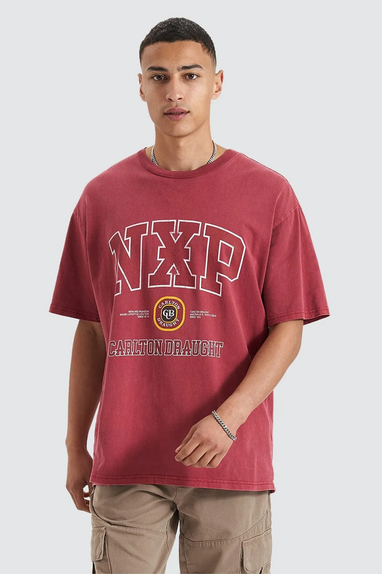 Agnus Relaxed Box Fit Tee Pigment Maroon