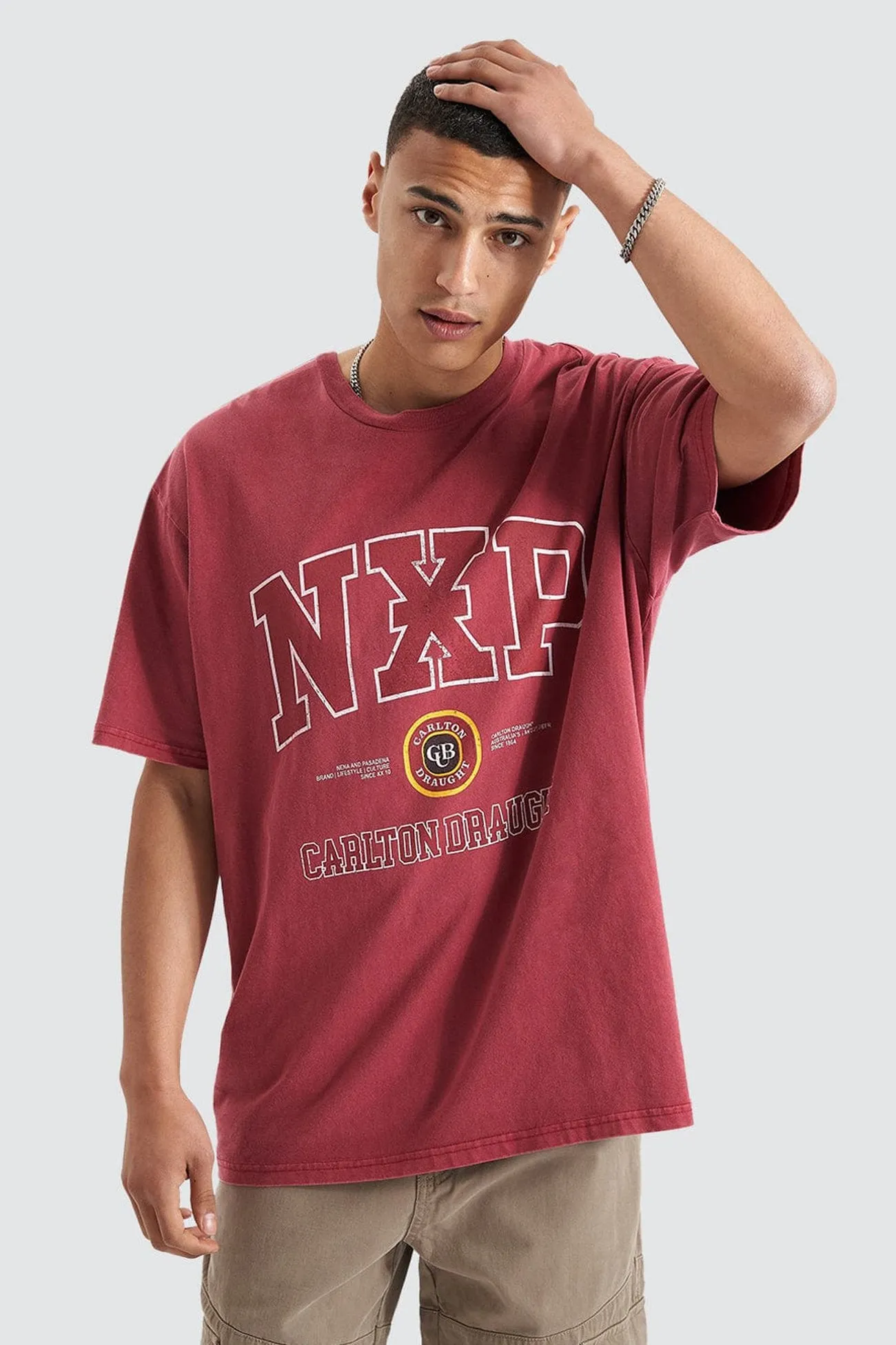 Agnus Relaxed Box Fit Tee Pigment Maroon