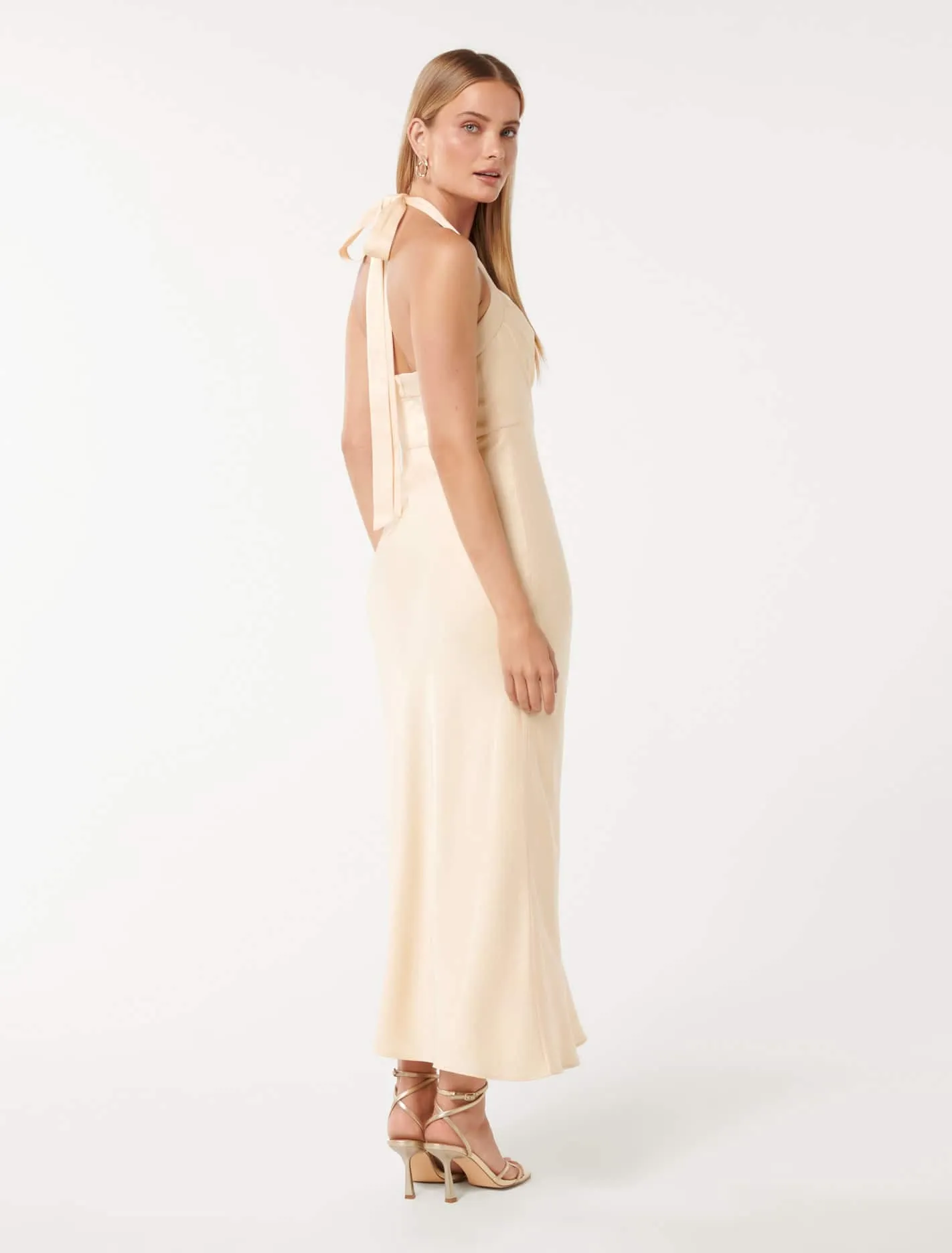 Alice Halter Satin Maxi Dress