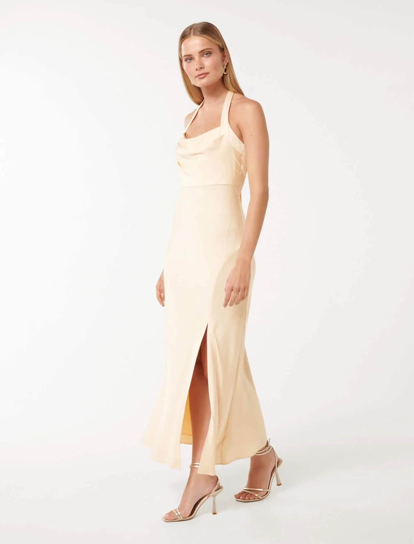 Alice Halter Satin Maxi Dress