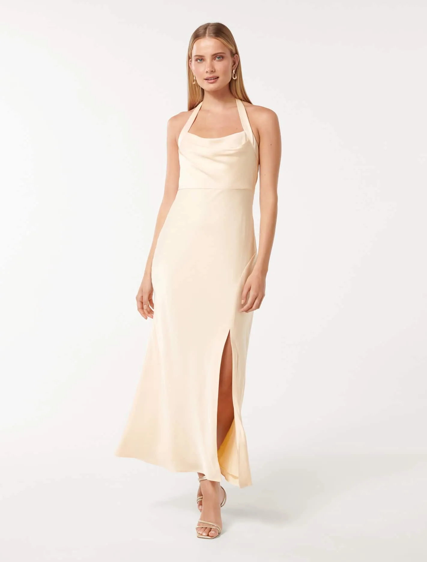 Alice Halter Satin Maxi Dress