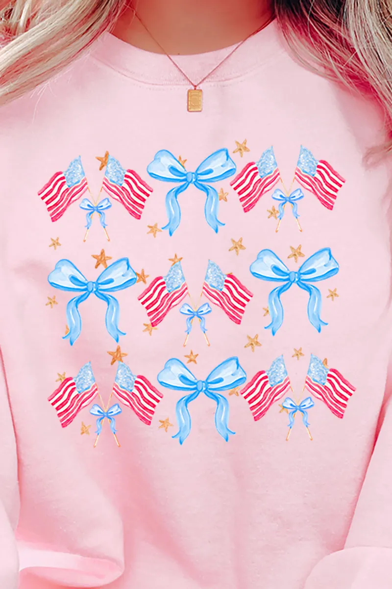 American Flags And Coquette Bows Heavy-weight Crew Sweatshirt