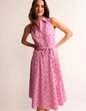 Amy Sleeveless Shirt Dress-Pink Power, Maze