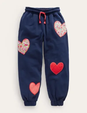 Appliqué Joggers-French Navy Hearts