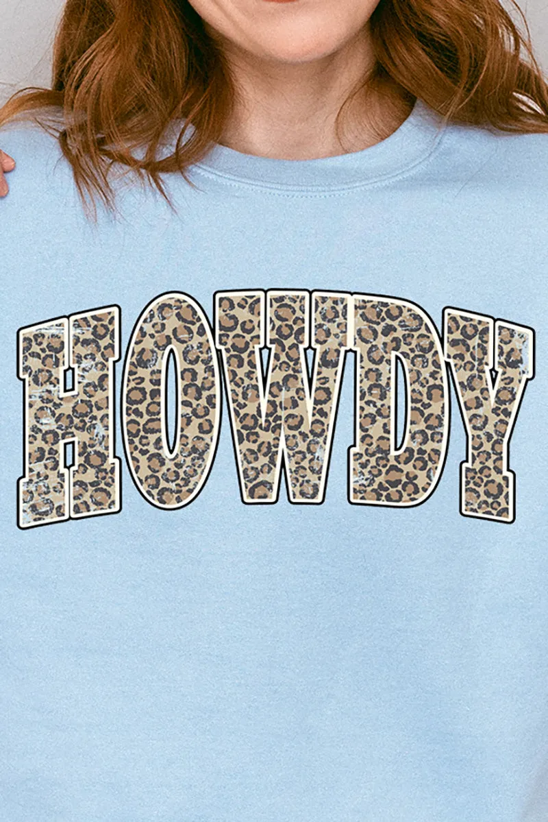 Arched Howdy Leopard Heavy-weight Crew Sweatshirt