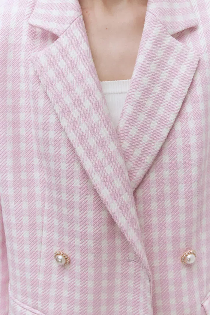 Aster Pearl Button Blazer in Plaid Twill