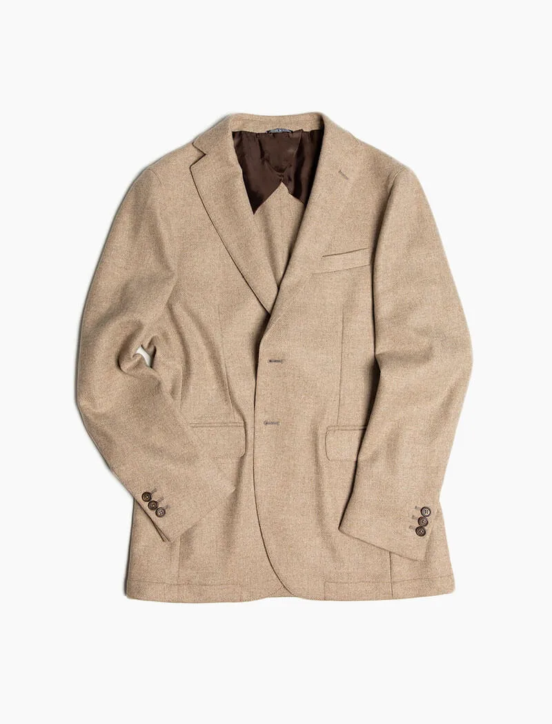 Beige Twill Lambswool Blazer