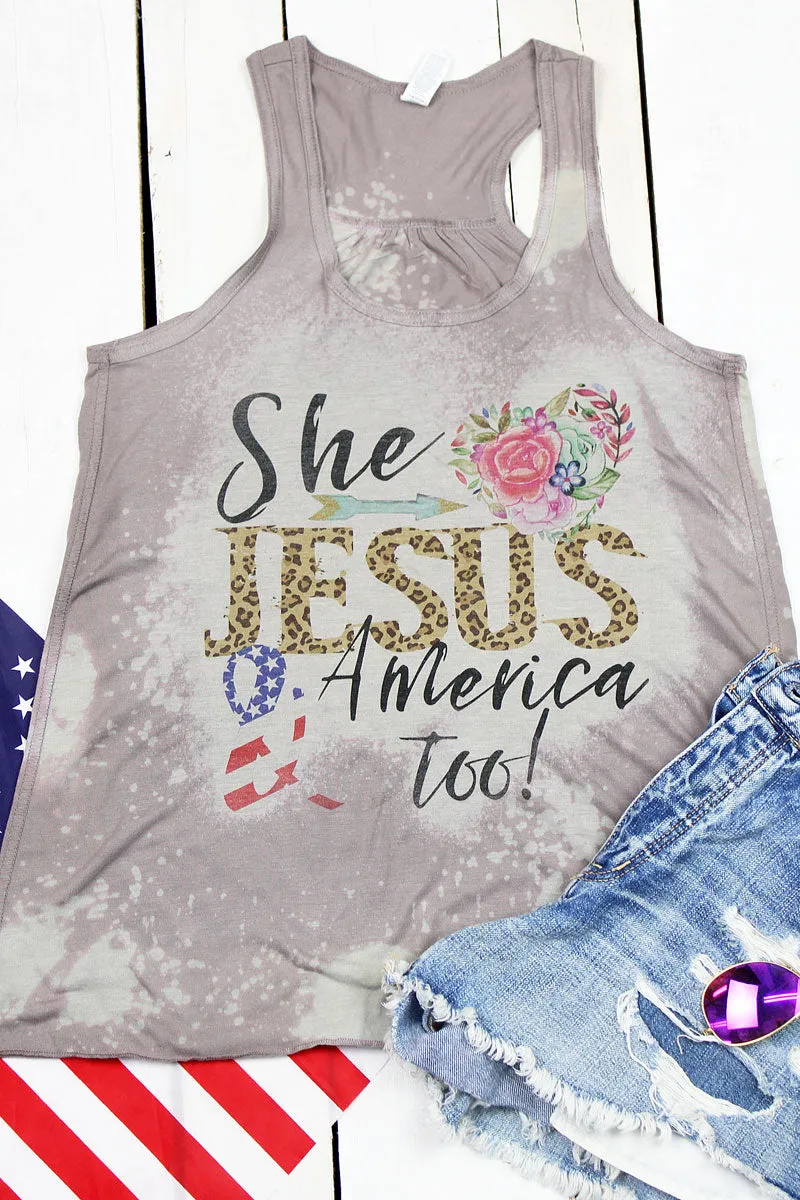 Bleached Leopard Jesus & America Women's Flowy Racerback Tank