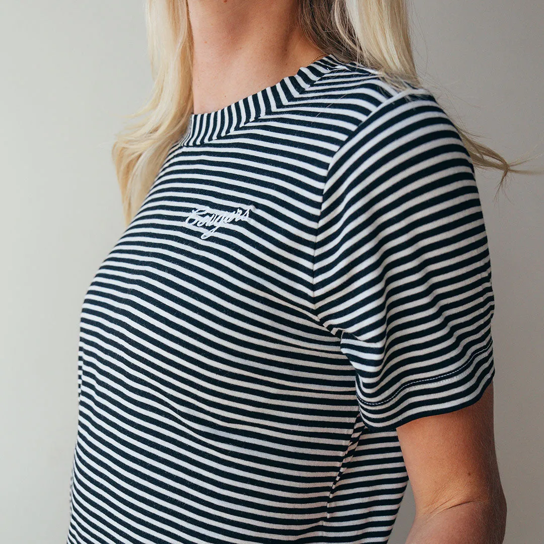 BYU Boyfriend Tee, Black and Ivory Stripe