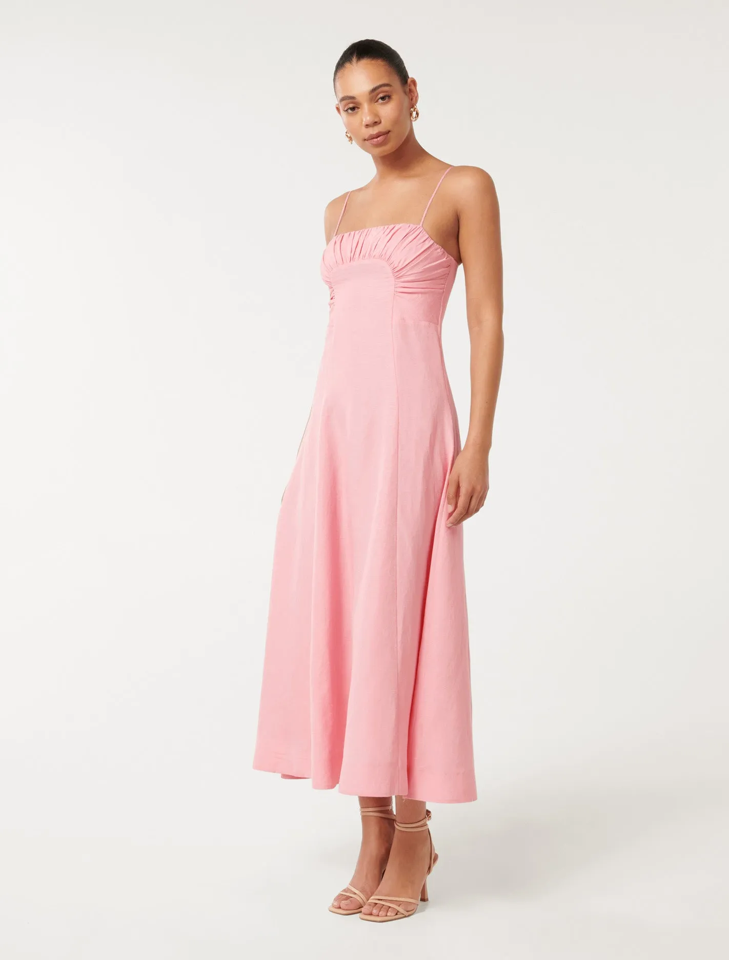 Camilla Strappy Ruched Midi Dress