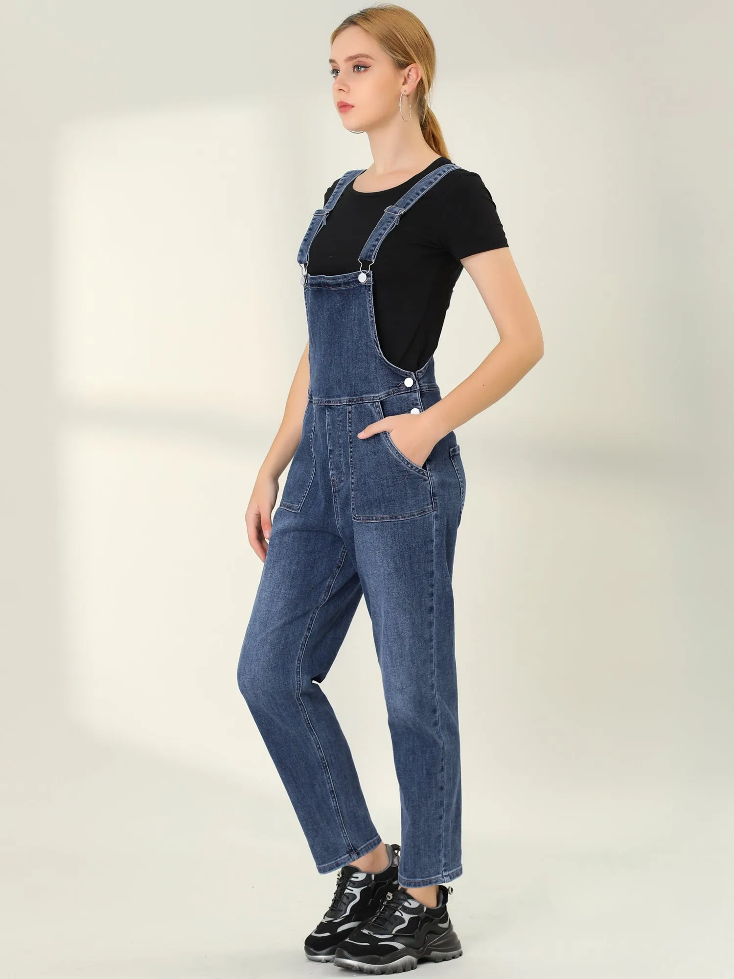 Casual Adjustable Denim Bib Long Overalls Jeans Pants Jumpsuits