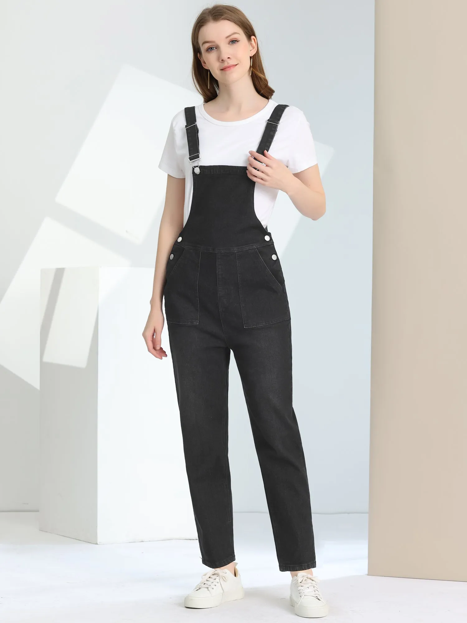 Casual Adjustable Denim Bib Long Overalls Jeans Pants Jumpsuits