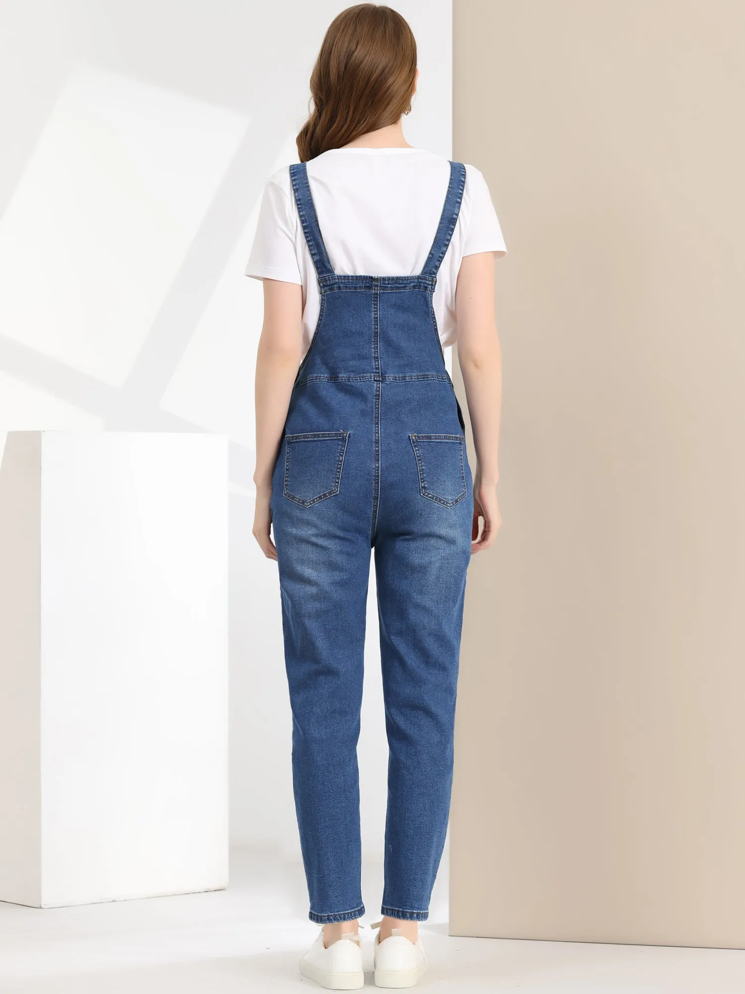 Casual Adjustable Denim Bib Long Overalls Jeans Pants Jumpsuits