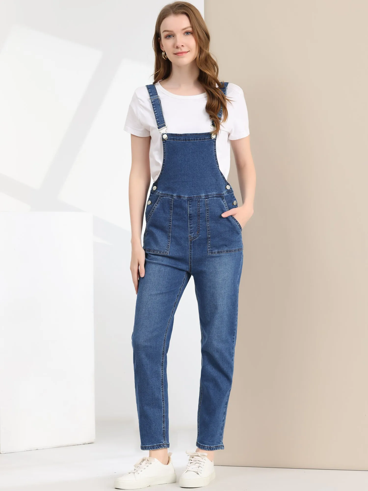 Casual Adjustable Denim Bib Long Overalls Jeans Pants Jumpsuits