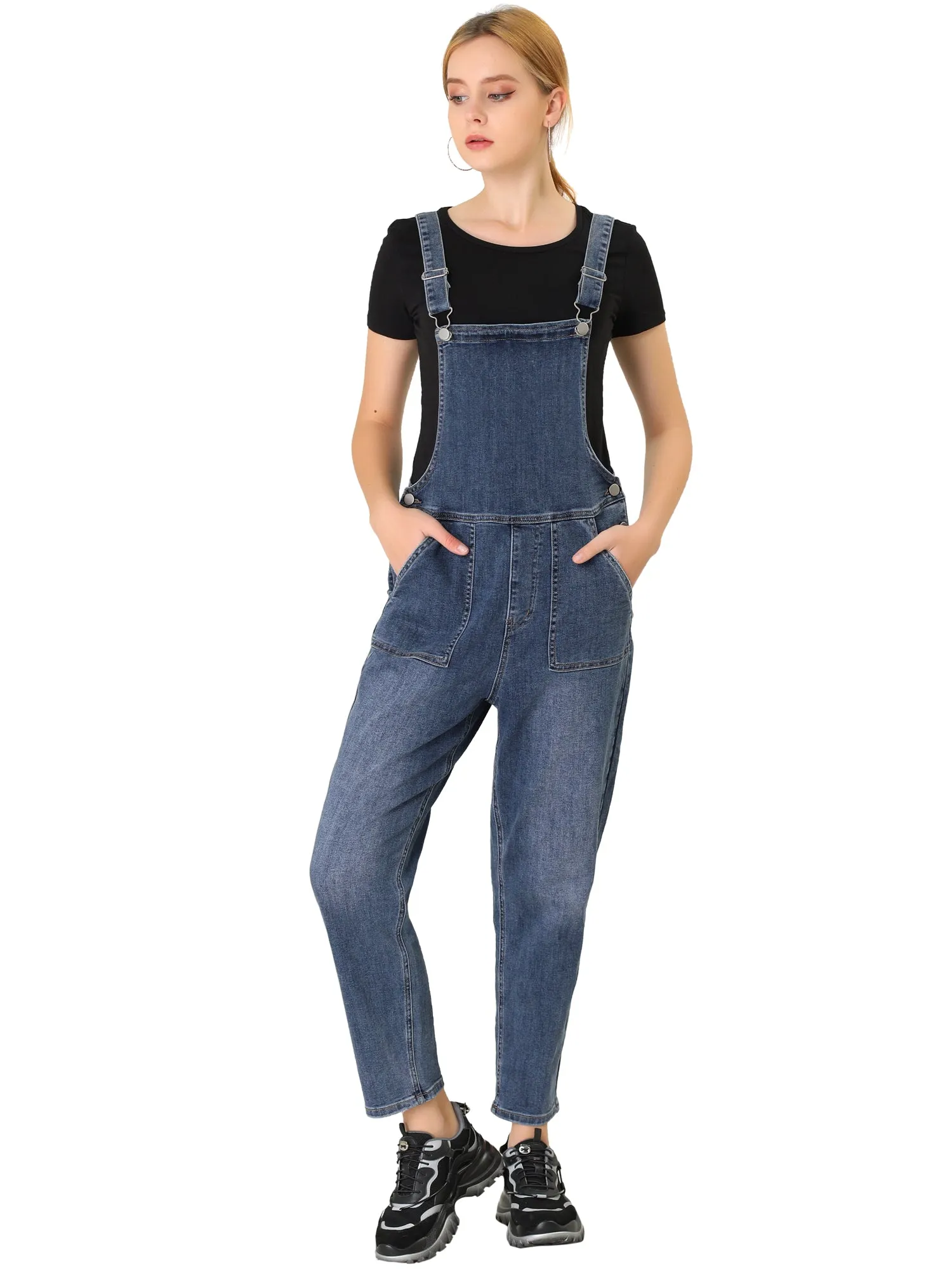 Casual Adjustable Denim Bib Long Overalls Jeans Pants Jumpsuits