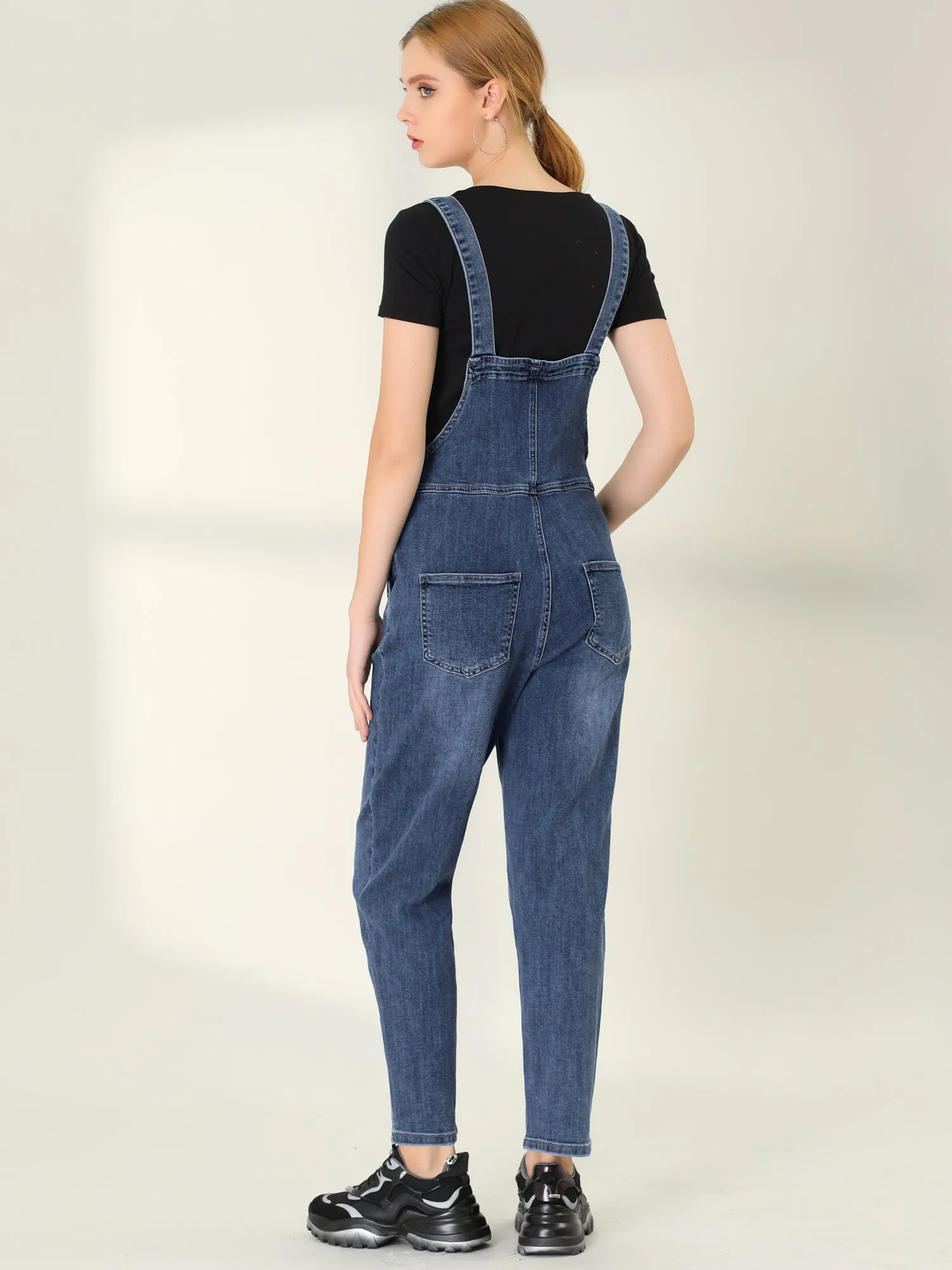 Casual Adjustable Denim Bib Long Overalls Jeans Pants Jumpsuits