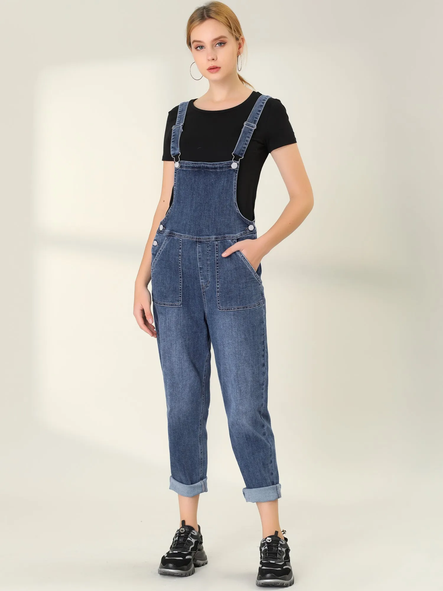 Casual Adjustable Denim Bib Long Overalls Jeans Pants Jumpsuits