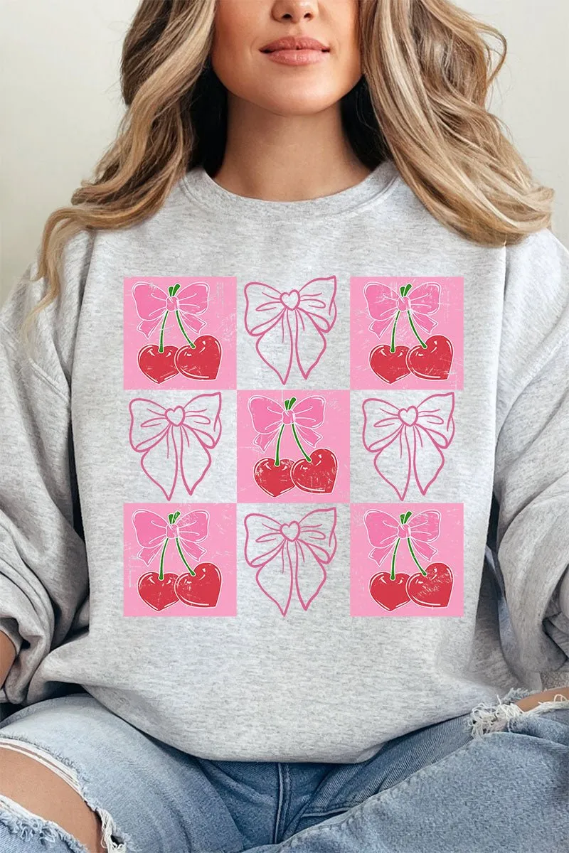 Cherry Love And Coquette Bows Heavy-weight Crew Sweatshirt