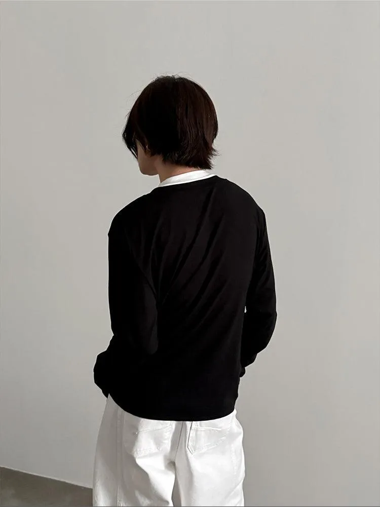 Chicmy- Long-Sleeve Henley Layered Pullover