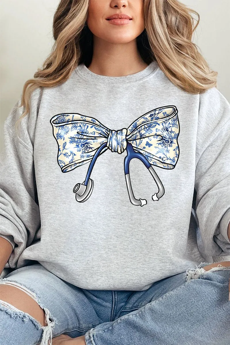 Chinoiserie Stethoscope Bow Heavy-weight Crew Sweatshirt