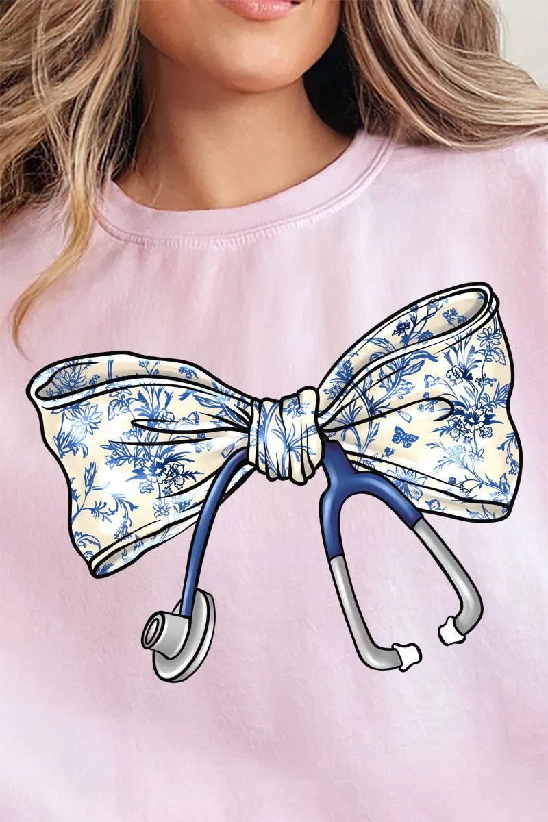 Chinoiserie Stethoscope Bow Heavy-weight Crew Sweatshirt