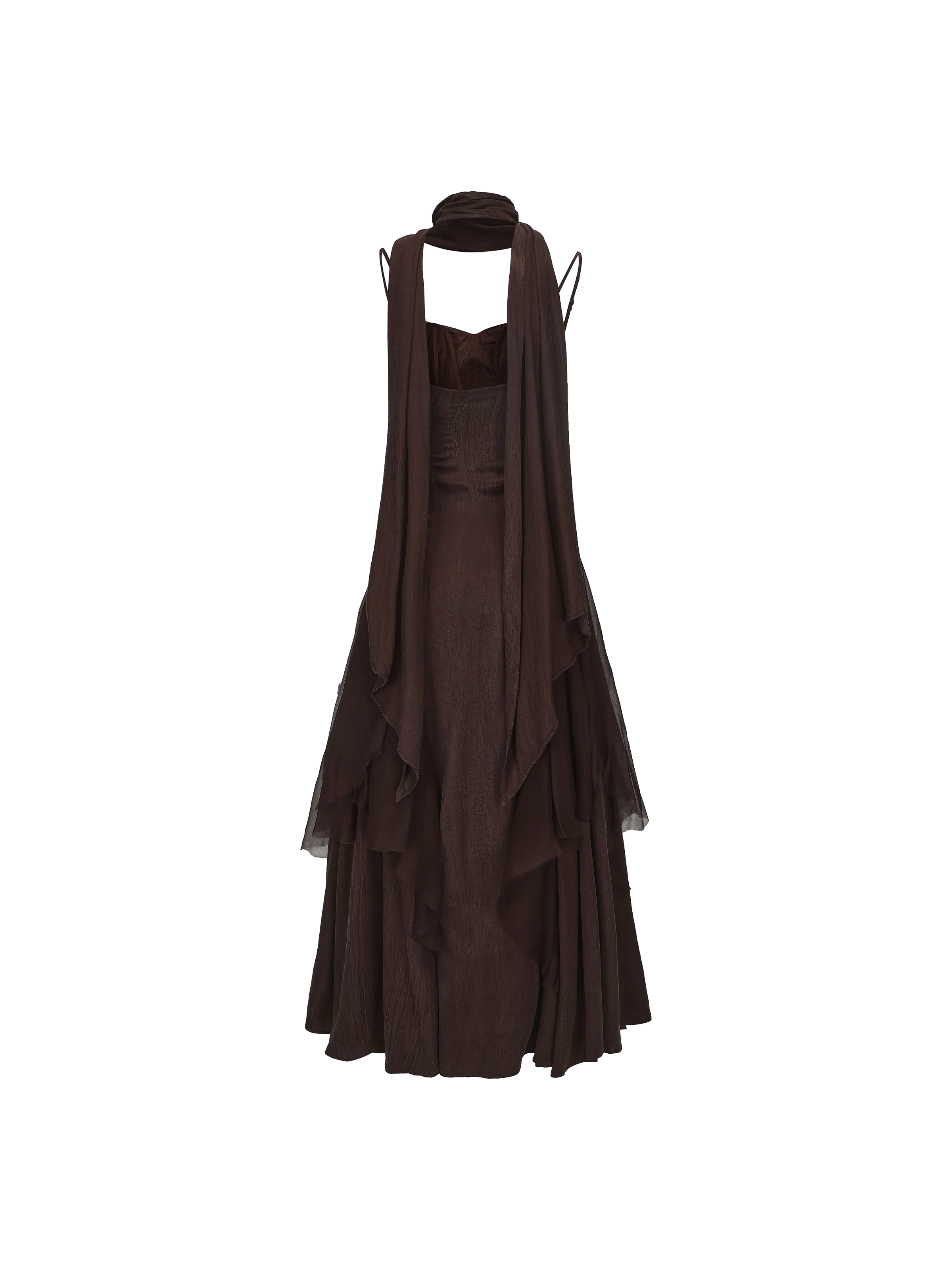 Chocolate Pleated Gauze Dress