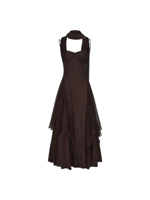 Chocolate Pleated Gauze Dress