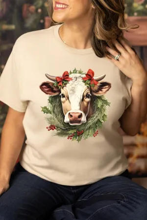 Cow Christmas On The Farm Short Sleeve Relaxed Fit T-Shirt