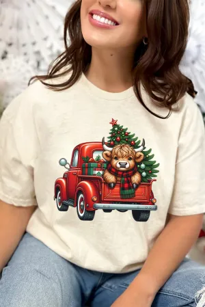 Cowbell Truck Christmas Short Sleeve Relaxed Fit T-Shirt