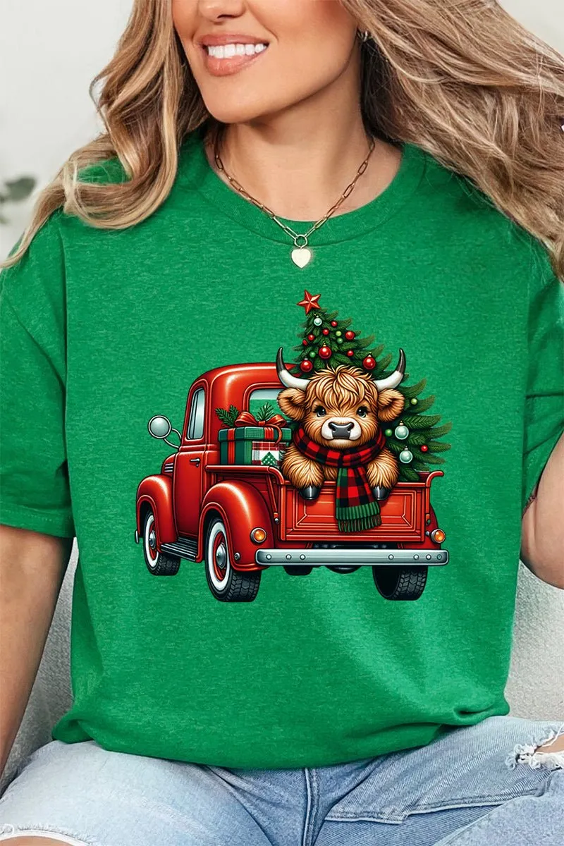 Cowbell Truck Christmas Short Sleeve Relaxed Fit T-Shirt