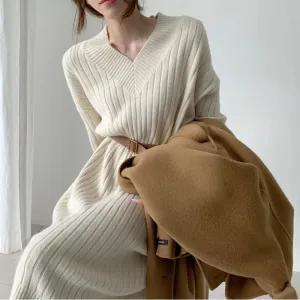 Cozy Autumn Long Sleeve Knit Sweater Dress