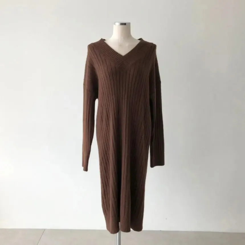 Cozy Autumn Long Sleeve Knit Sweater Dress