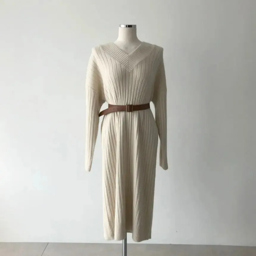 Cozy Autumn Long Sleeve Knit Sweater Dress