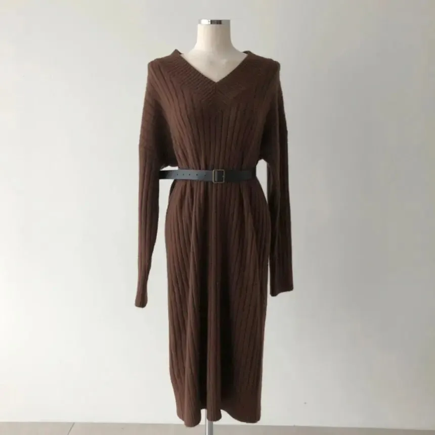 Cozy Autumn Long Sleeve Knit Sweater Dress