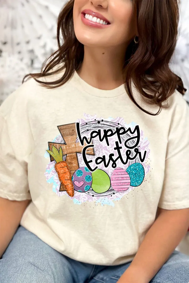 Cross Happy Easter Short Sleeve Relaxed Fit T-Shirt