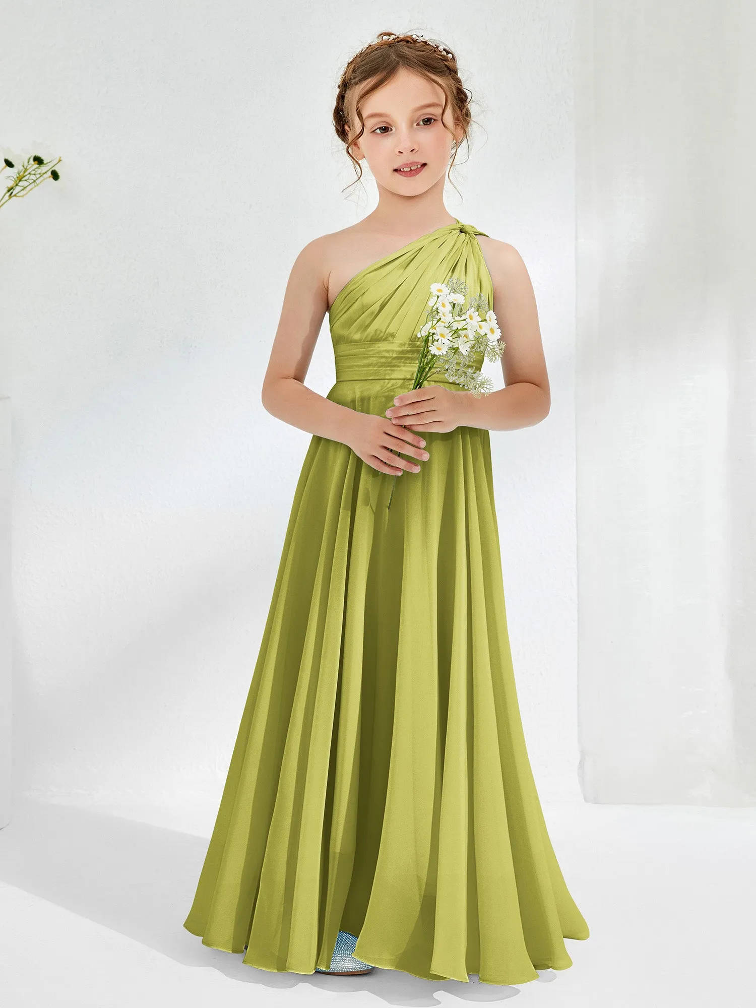 Cute One Shoulder  A-line Junior Bridesmaid Dresses Clover