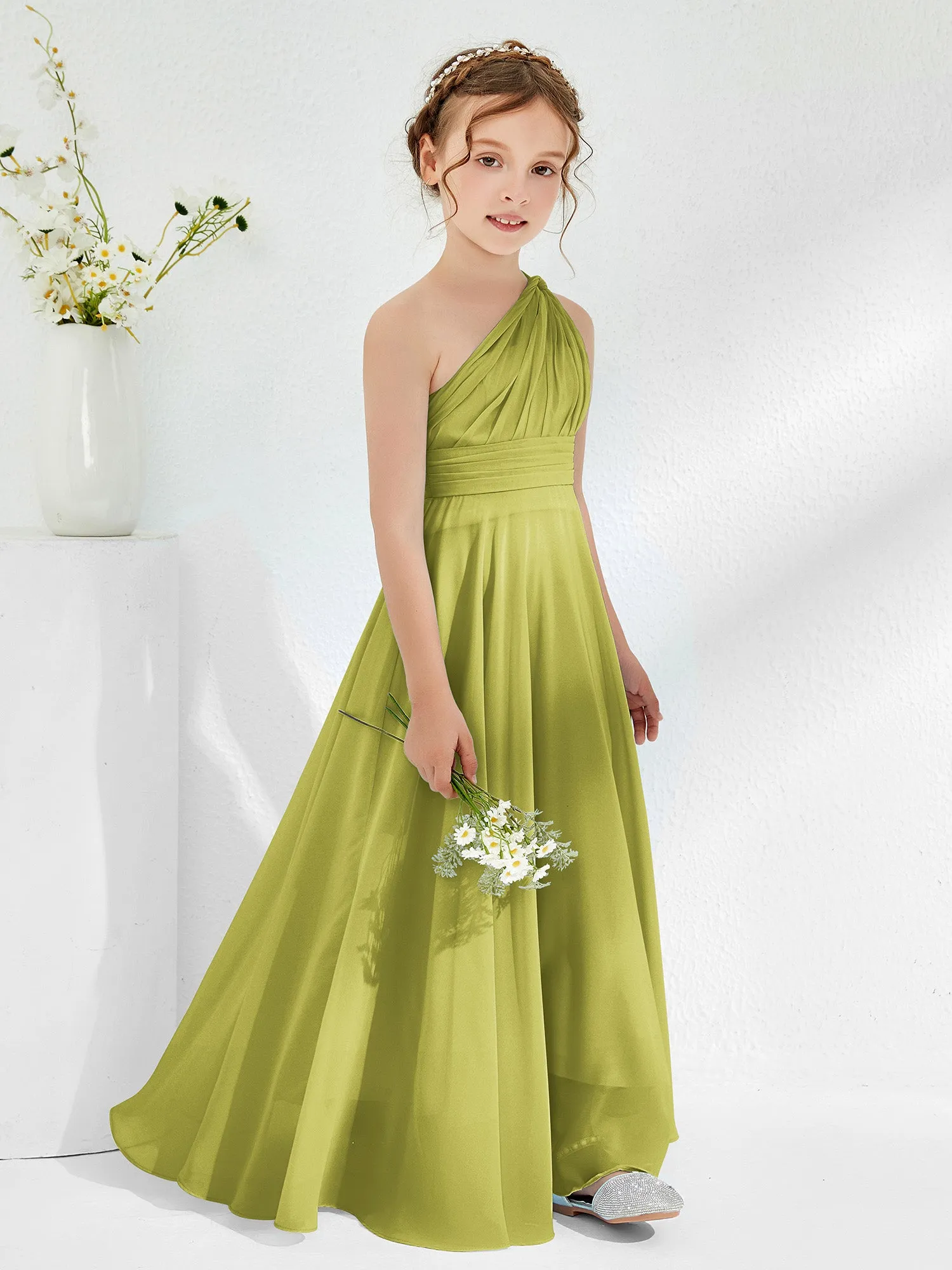 Cute One Shoulder  A-line Junior Bridesmaid Dresses Clover