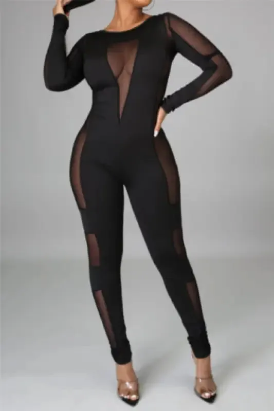 Deep-V Mesh Frenzy Jumpsuit