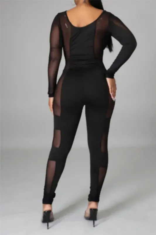 Deep-V Mesh Frenzy Jumpsuit