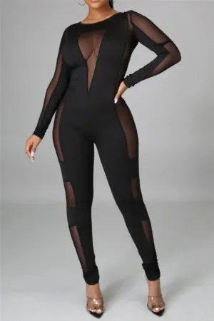 Deep-V Mesh Frenzy Jumpsuit