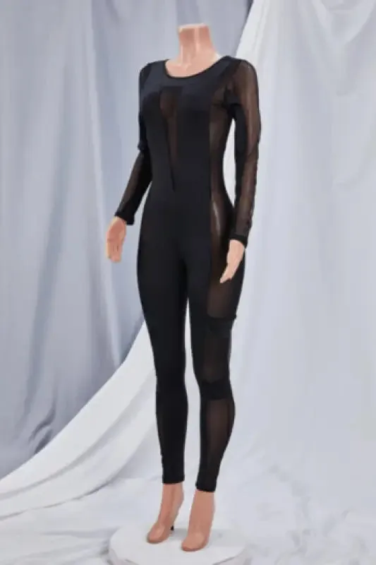 Deep-V Mesh Frenzy Jumpsuit