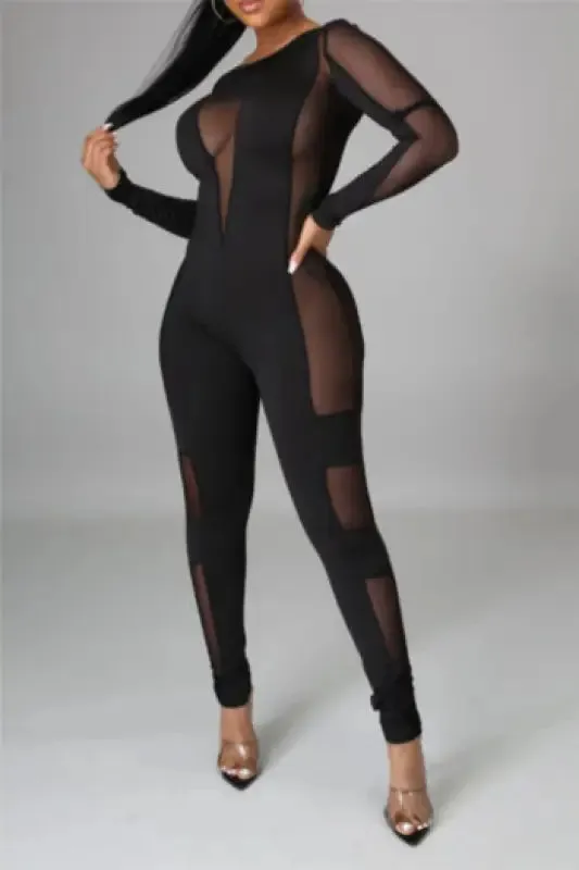 Deep-V Mesh Frenzy Jumpsuit