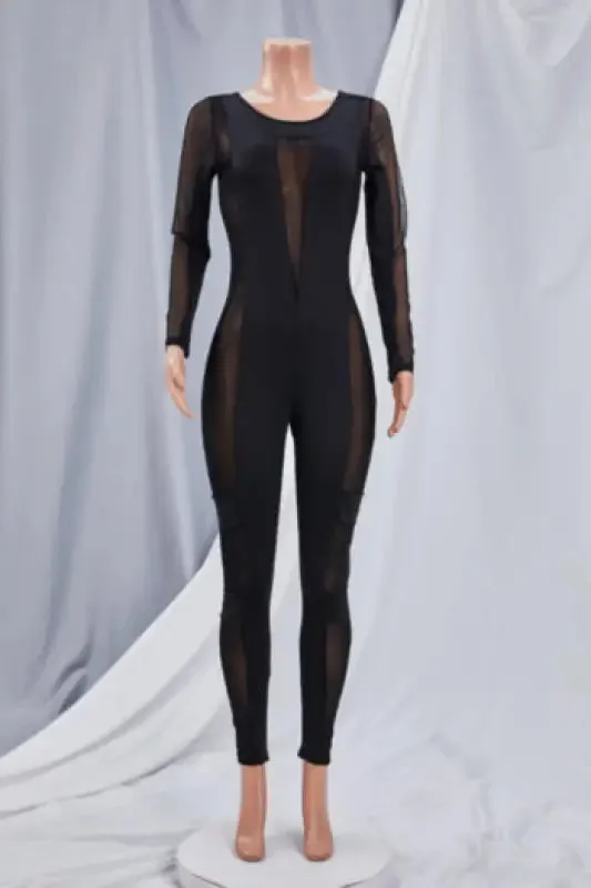 Deep-V Mesh Frenzy Jumpsuit