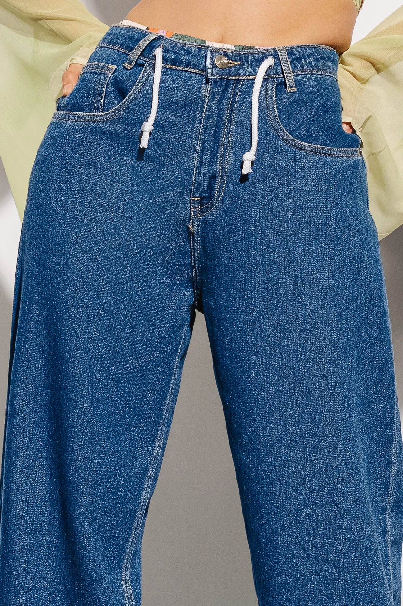 Denim Low Waist Drawstring Pants