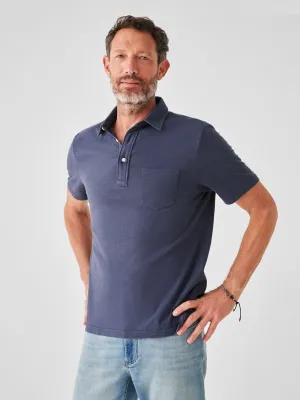 Faherty Sunwashed Tshirt Polo in Dune Navy