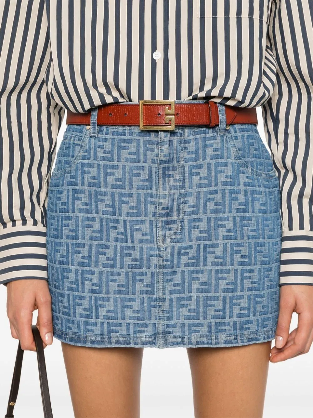 FENDI Chic Denim Mini Skirt with Classic Five Pocket Design