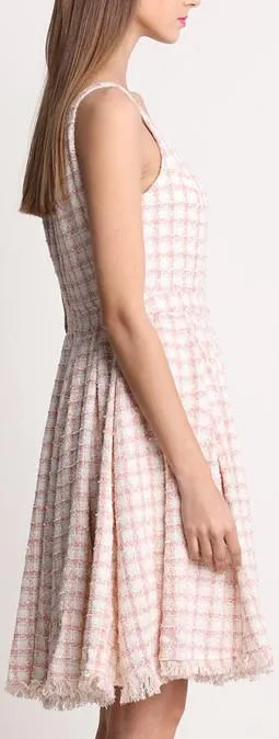 Frayed Tweed Lattice Dress