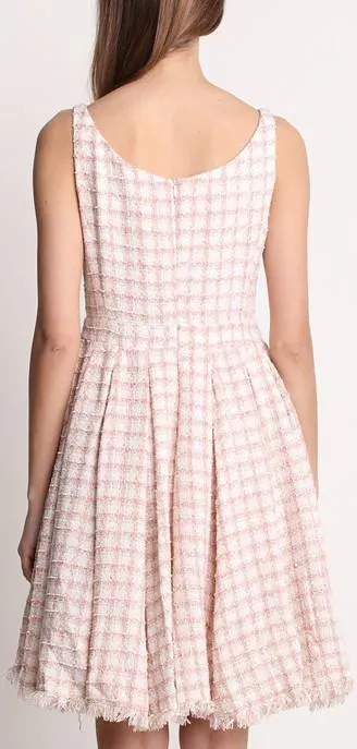 Frayed Tweed Lattice Dress