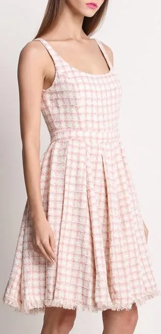 Frayed Tweed Lattice Dress